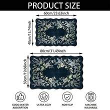 1 pieza Alfombra de baño de microfibra con diseño de estampado floral, antideslizante y súper suave, felpudo vintage, alfombra absorbente de agua para el baño, lavable a máquina, de pelo corto, con respaldo de TPR, tejido de punto, para baño, dormitorio, cocina, entrada, uso interior y exterior, accesorios y decoración de baño, regalo perfecto para un nuevo hogar. - A - Ver 3
