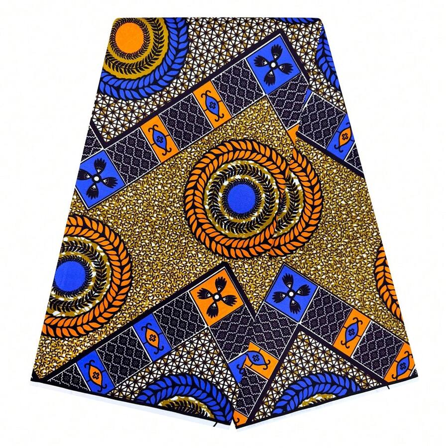 African Wax Print Fabric, Nigerian Traditional Ankara‑Style Fabric, Circular Floral Geometric Pattern Cloth, Soft Breathable Printed Textile For Women Dresses Headwrap Skirt Party Outfit DIY Sewing & Handcraft Projects - Batik Fabric - View 1