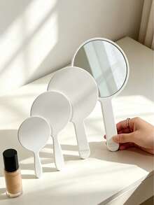 1pc Small/Medium/Large/Extra Large Round Handheld Makeup Mirror | Mother's Day Gift | Bridesmaid Gift | Souvenir | Portable Makeup Mirror Solid Color Pocket Mirror Floating Light High Definition Mirror Surface For Bedroom/Living Room/Bathroom Multiple Scenes - Multicolor - View 7