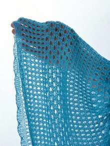 Swim Lushoire Falda pareo con dobladillo ondulado para la playa, con patrón geométrico perforado y floral - Agua verde azul - Ver 6