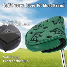 1PC Cheese Crown Pattern Golf Mallet Putter Cover, Made Of PU Material With Exquisite Embroidery, Universal Fit For Most Golf Brands - Multicolor - View 7