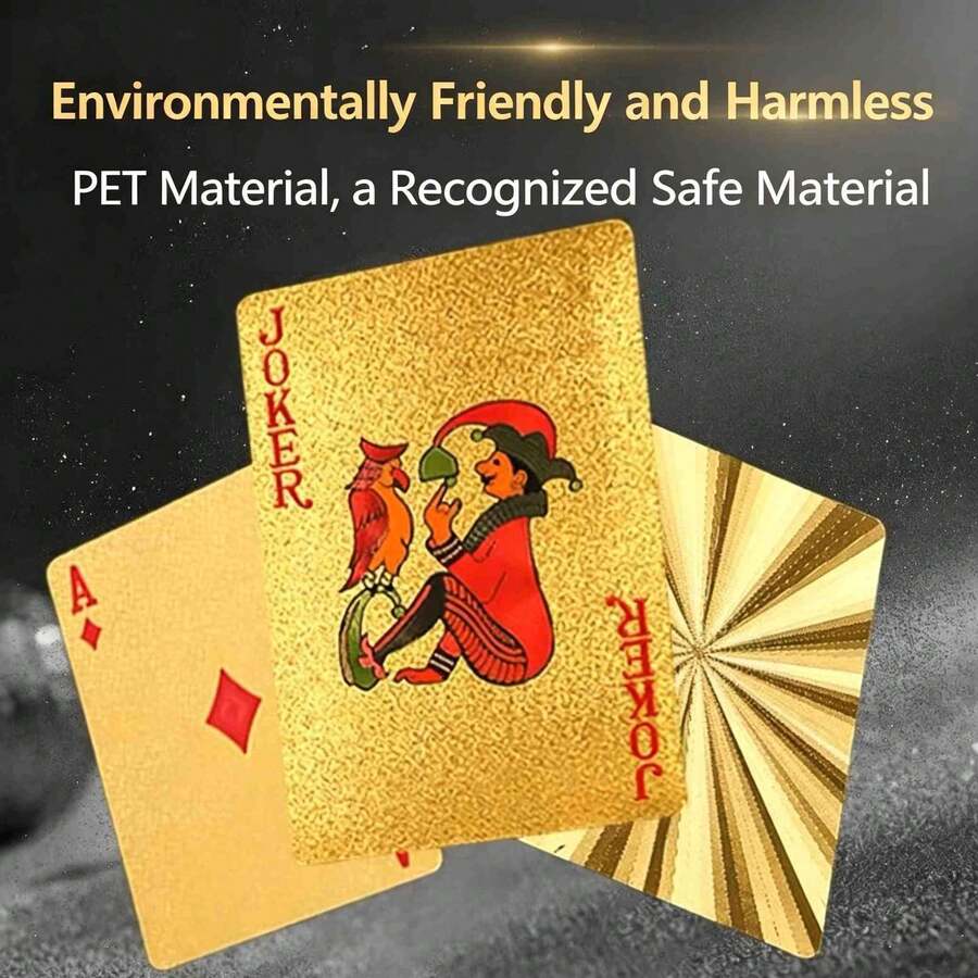 豪华防水扑克牌 - 魔术和派对娱乐的理想之选,采用PVC材质,适合派对、创意玩具、纸牌和扑克系列、德州扑克 - 玫瑰金 - 查看 1