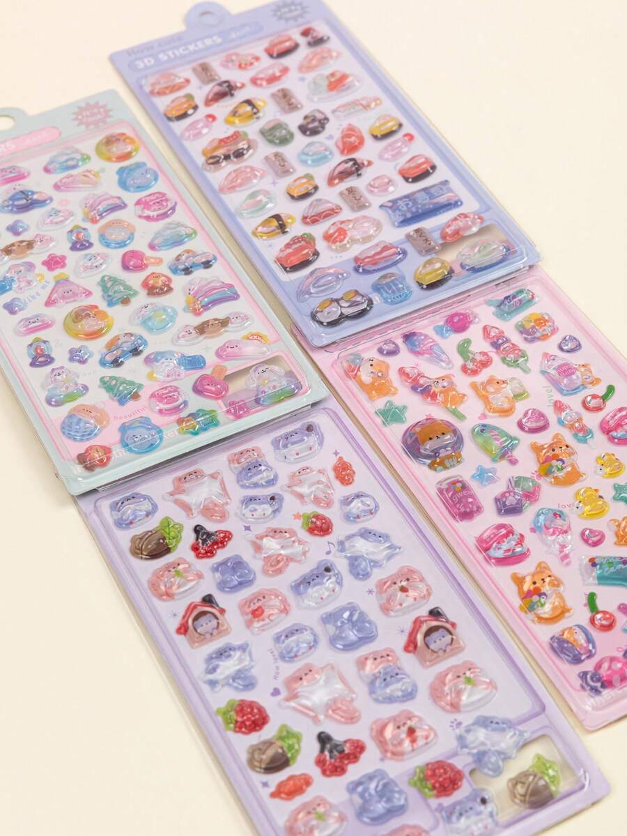 Colorful 3D Epoxy Resin Stickers Featuring ** Designs. These High-Quality, Self-Adhesive, Waterproof Decorative Stickers Boast Intricate 3D Detailing And A Tactile Feel That Adds A Rich Decorative Touch. Perfect For DIY Projects, Toys, Planners, Diaries, Notebooks, Laptops, And Phone Cases. - Multiple Colors Available [Style/Packaging Random] - View 1