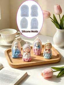 2 Khuôn nến silicon hình Đức Mẹ Maria, hình dáng cầu nguyện 3D nổi, thạch cao thơm, khuôn làm xà phòng thủ công DIY, quà tặng sinh nhật - khuôn silicon - Xem 5
