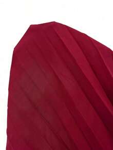 Nuevo vestido maxi elegante de ajuste ceñido para mujeres con cuello en V, mangas con volantes, tejido de unicolor, decoración de metal, diseño plisado, para fiesta de San Valentín, resort, cóctel - Rojo - Ver 8