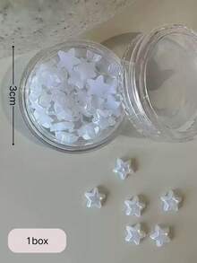 1/2 Box Korean & Japanese Style Transparent Star Nail Rhinestones Set, Soft White Versatile, Macaron Color Vibrant & Youthful, With Pearlescent Glitter Effect, Elegant & Charming For Daily Wear, Dates, Essential For Nail Artists & Enthusiasts - Multicolor - View 3