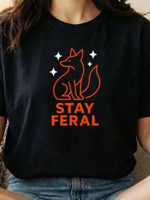 Stay Fox Graphic T1S1Hirt, Nature Lover T1EE - Negro - Ver 2