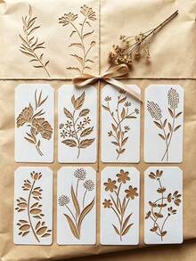 18 buah Stensil Bunga & Daun Berongga, DIY untuk Dinding, Dekorasi Rumah, Keramik, Kain, Scrapbooking. Kotak Hadiah, Dekorasi Kartu, Lukisan, Alat Kreatif untuk Masking Semprot - Bunga liar dan tanaman merambat - View 5