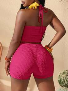 Slayr Conjunto de dos piezas para mujer para uso diario - Rosa Fucsia - Ver 2