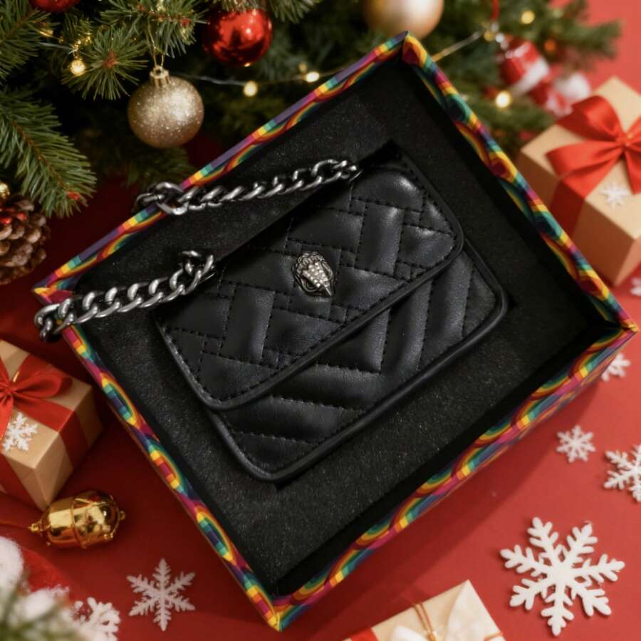 2025 New Mini Crossbody Bag, Shiny And Versatile Chain Single-Shoulder French Genuine Version, Crossbody Bag, Single-Shoulder Bag.Suitable For Use In Winter. Suitable As A Gift To Give To Others.Crossbody Bags For Women.Christmas Gifts.Gifts For Women.Purses And Bags Women.Christmas Gift For Girlfriend - 黑色 - 查看 1