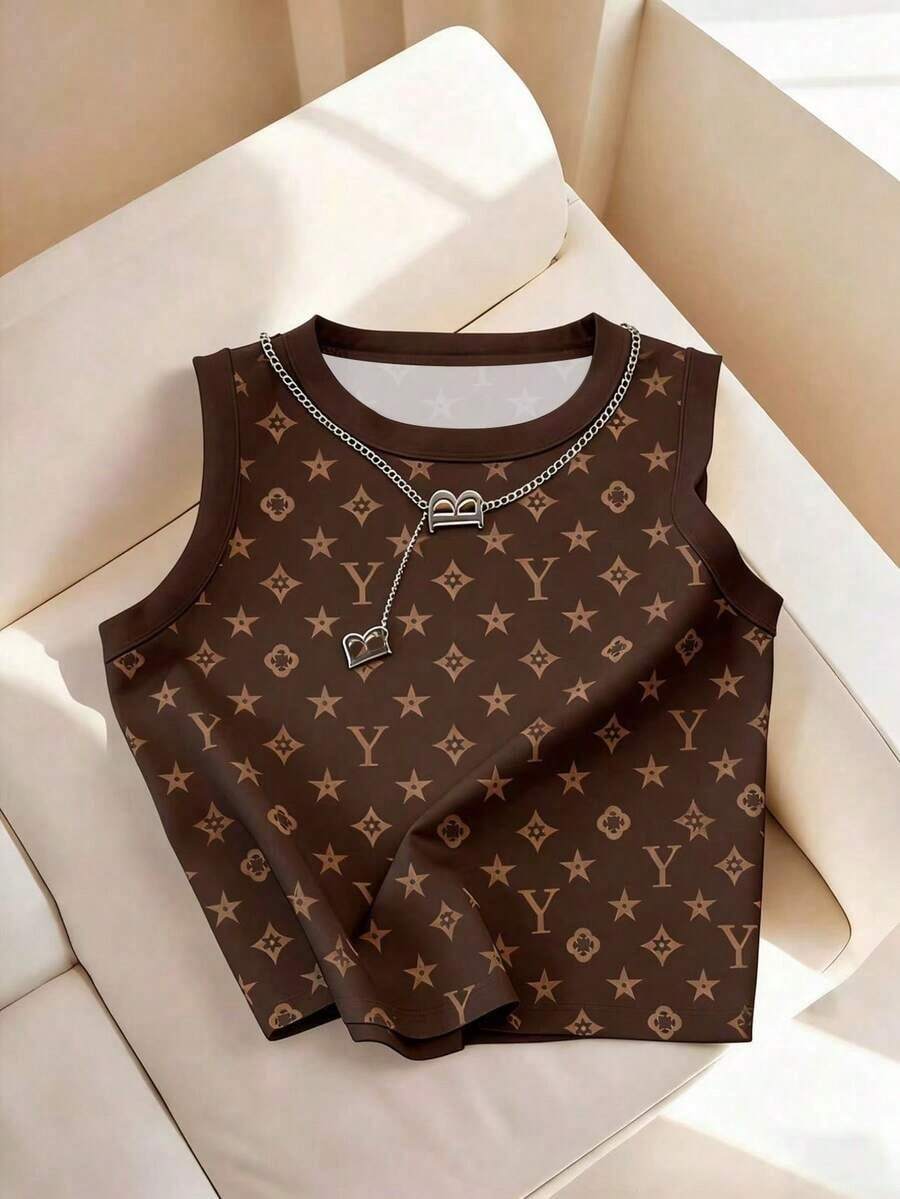 Camiseta de tirantes casual y versátil con cuello redondo y rayas para mujer - Multicolor 12 - Ver 1