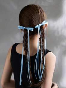 Set de 2 pinzas para el cabello con lazo de estilo ballet, accesorios de cabello elegantes y adorables para mujeres, adecuados para cualquier ocasión diaria, lindos para el Día de San Valentín, pasadores, pinzas para el cabello, accesorios para la cabeza, pasadores, verano, vacaciones, viajes, festival, fiesta - Celeste - Ver 7