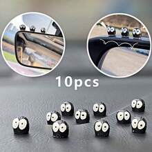 10/20pcs Mini Cartoon Charcoal Ball Adhesive Decor, Classic Black And White Color, Small Size Won't Block Vision, Exclusive Decoration For Car Dashboard, Cute Healing Car Accessory - Mini Coal Ball Ornaments - View 13