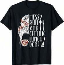GiftGiftLunch Camiseta de Trabajadora de Cafetería con Moño Desordenado SoftSoft - Negro 20 - Ver 6