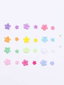 3D Décorations d'art pour ongles avec fleurs colorées, incluant rose, bleu, jaune et violet, de tailles mélangées, avec accessoires de perles métalliques. Convient pour la bijouterie DIY, les fournitures et accessoires de nail art pour le printemps/été - Multicolore - Voir 11