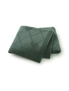 Rhombus Heart Knitted Baby Blanket, 100% Cotton All Season, Newborn Swaddle Stroller Cover Quilt, Infant Nursery Supplies - Dark Green - View 8