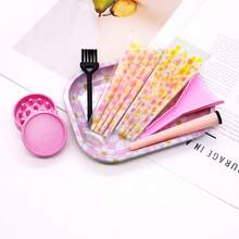 Cute Pink Floral Rolling Tray Set, Smoking Accessories Kit With Grinder, Funnel &16Pcs Pre-Cones, Aesthetic Portable Storage Organizer For Smokers - Xem 4