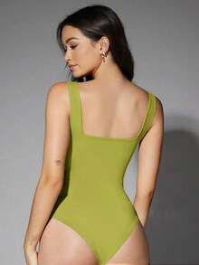 Body tank de cuello cuadrado unicolor - Verde lima - Ver 2