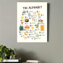 Enmarcado 1 lienzo enmarcado con tabla de vocabulario islámico del alfabeto, decoración colorida y educativa para la habitación de los niños o el aula, incluye letras y frases en árabe, ideal para el aprendizaje temprano y la educación islámica, y para la decoración del hogar islámica. - Enmarcado - Ver 5