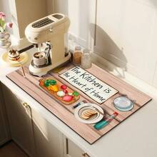 1pc Kitchen Drying Mat, Coffee Machine Pad, Absorbent Dish Drying Mat With Cutting Board & Vegetable Illustrations, Suitable For Dining Table And Cafe, Practical And Decorative Multipurpose Drainage Mat, Household Gift - XYLSD-322 - View 3