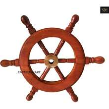Ship Wheel 6 Wood And Brass Nautical Decor Handmade Captains Steering Personalized Ship's Wheel Vintage Maritime Gifts Home Office Wall - 棕色 + 6英吋長 x 0.5英吋寬 - 查看 3