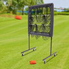 Black Baseball Training Net With 9-Grid Target, 3-Level Height Adjustment & 360° Casters, 27.56 Inch Polyester Rebounder For Home, Backyard, Field, And Other Outdoor And Indoor Places For Baseball Training - Black - View 1