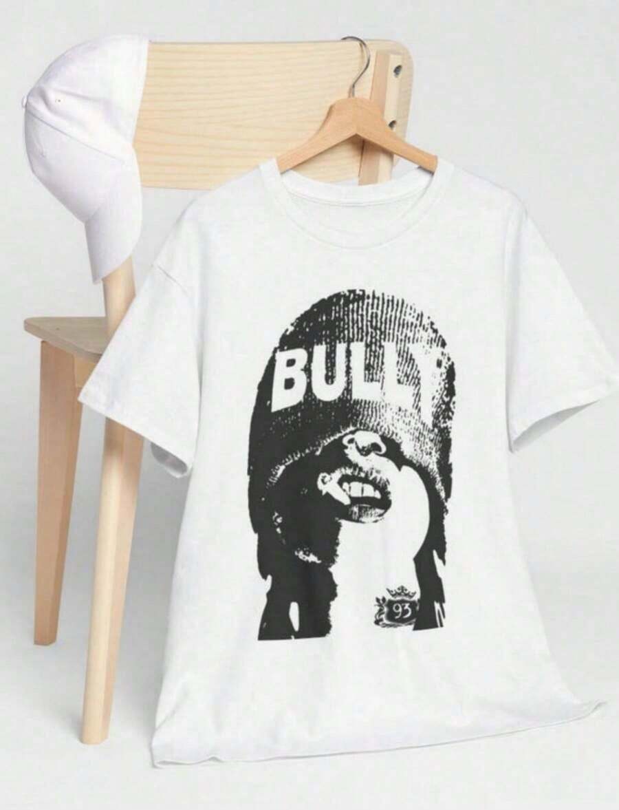 1 Retro Graphic Print T-Shirt, Unisex, Thick Cotton For Rap Fans, Vintage ASAP ROCKY Bully Y2K Design, Hip Hop Style T-Shirt, Urban Fashion, 180g 100% Cotton. - White 3 - View 1