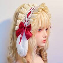 Kẹp tóc hình thỏ bông tai cụp, nơ ruy băng, phụ kiện tóc Lolita Cosplay dành cho nữ và bé gái, kiểu hầu gái. - Nhiều màu - Xem 9