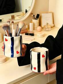 1pc High-End Nordic Style Donut Shaped Makeup Brush Holder, Multi-Functional Pen Cup Decor, Large Capacity For Home & Office Storage, Suitable For Brushes, Combs, Puffs - Multicolor - View 4