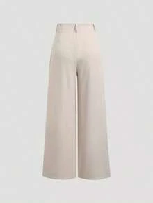 Pantalones anchos plisados con estampado jacquard, elegantes y vintage, para otoño/invierno - Albaricoque - Ver 2