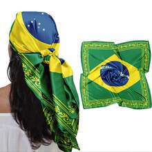1PC Brazilian Flag Pattern Scarf For Women, Soft Head Scarf, Bandana, Hair Wrap, Neck Scarf, Shawl-Fashion Accessories For Women, For Sleeping, Travel - Multicolor - View 9