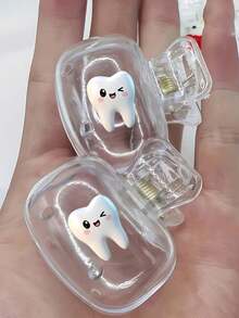 Smiling Face Toothbrush Holder, Portable Combination Set, Suitable For Home Toothbrush Protective Cover, Travel Toothbrush Storage Box, Toothbrush Head Protective Clip, Dust-Proof Toothbrush Protective Cover, Suitable For Home And Travel, Lightweight ABS Material, Keeps Toothbrush Clean And Hygienic, Suitable For Family, Travelers, Camping, Business Trips, Perfect Gift For Father's Day, Independence Day, Back To School - Style 1 - View 6
