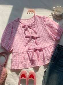 Camiseta de mujer de manga corta, moda sencilla y casual para uso diario - Rosa - Ver 9