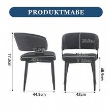Mid-Century Modern Style Dining Chairs, Set Of 2, Retro Armchairs With Barrel-Shaped Armrests And Patterned Backrests, Faux Leather Kitchen Chairs With Sturdy Legs For Home And Restaurants - Black - View 12