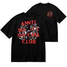 1 Piece 180g Women's T-Shirt, Men's Casual Cotton Crew Neck T-Shirt. Women's Sports T-Shirt. Designed By Y2K Artists In The Bababask Style, Made From 100% Pure Cotton. Creative Cartoon Pattern Design, Comfortable Short Sleeves - 黑色 - 查看 6
