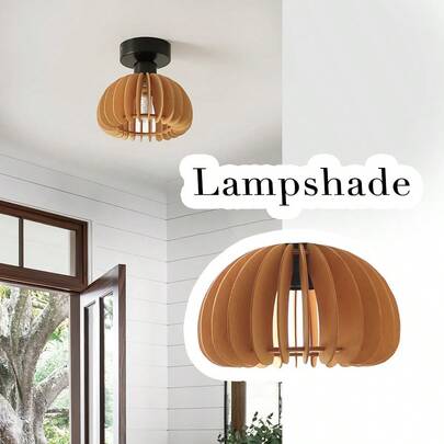 1 pieza Pantalla de lámpara de madera elegante, adecuada para decoración de piso junto a la cama, bar, decoración del hogar y accesorios de iluminación, entrada, barra, oficina, cafetería, restaurante, cabaña, decoración de jardín, decoración de sala de estar, decoración de dormitorio, hogar, doméstico, habitación, baño, cocina, casa, iluminación decorativa de pared, decoración de techo suave
