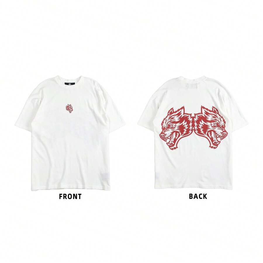 DARC Wolf Head Fitness American Style T-Shirt, Pure Cotton, Round Neck, Printed Short Sleeve - DSDT045 - View 1