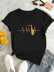 Dam-T-shirts - Svart - Visa 1