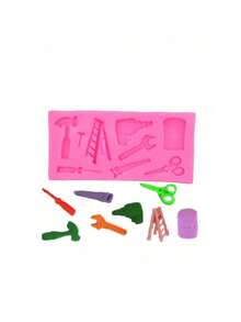 1pc Wrench Hammer Saw Screwdriver Hardware Tools Shaped Silicone Mold - Pink - View 5