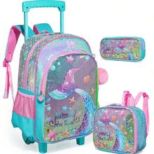 Girls 2-In-1 Rolling Backpack, Suitable For Students - Girls Trolley Bag - View 11
