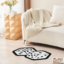 1pc Dice Pattern Personalized Bathroom Mat, Made Of Soft Faux Cashmere, Unique Aesthetic Vintage Area Rug, White Dice Design Suitable For Bathroom, Kitchen, Outdoor, Indoor, Hallway, Bedroom, Living Room, Machine Washable, Easy To Clean, Non-Slip Bottom, Suitable For Bedroom Decor, Bathroom Decor, Holiday Decor, Room Decor, Outdoor Decor - Dice - View 7