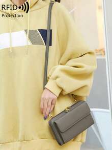 MIYIN 女款極簡 RFID 防盜觸控手機斜挎錢包，時尚多功能多口袋手機錢包，女款拉鍊單肩包附卡槽，日常旅行禮物，上班族女性，防盜手機包，女款錢包 - 灰色 - 查看 11