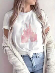 Camiseta Casual: Una Nueva y Elegante Camiseta Casual para Mujer con Mangas Cortas Estampadas y Cuello Redondo, Hecha de Tela Microelástica. Primavera y Verano: Esta cómoda camiseta presenta personajes de animales de dibujos animados en relieve y estampados de alfabeto. Camisetas gráficas para hombre, ropa occidental, camisas para hombre, camisetas gráficas para mujer, tops de verano, ropa de verano, camisetas gráficas 100% algodón, duraderas. - Blanco - Ver 2