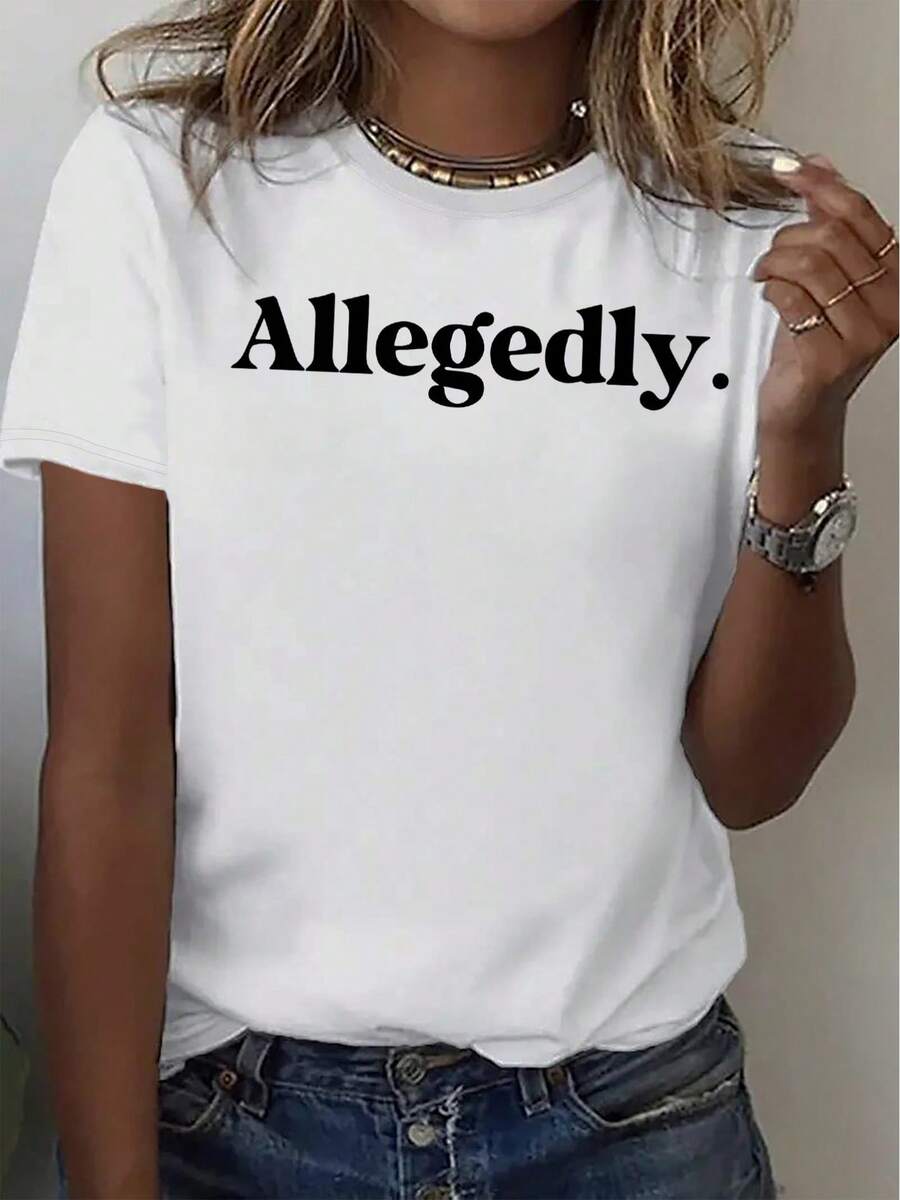Camiseta de moda para mujer, camiseta de cuello redondo con diseño estampado, camiseta casual de manga corta para mujer.una camiseta estampada muy distintiva / estilo unisex / adecuada tanto para hombres como para mujeres / resistente a las arrugas / transpirable - Blanco - Ver 1