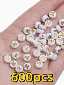 300 hạt cườm hình chữ cái hoặc ký hiệu 7x4mm dùng để trang trí vòng tay, vòng cổ, quần áo. - Nhiều màu - Xem 19