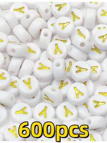 300 hạt cườm hình chữ cái hoặc ký hiệu 7x4mm dùng để trang trí vòng tay, vòng cổ, quần áo. - Nhiều màu - Xem 9