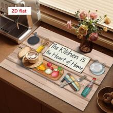 1pc Kitchen Drying Mat, Coffee Machine Pad, Absorbent Dish Drying Mat With Cutting Board & Vegetable Illustrations, Suitable For Dining Table And Cafe, Practical And Decorative Multipurpose Drainage Mat, Household Gift - XYLSD-322 - View 2