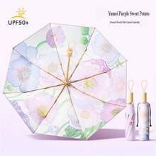 Ô gấp 3 8 nan, ô chống nắng phủ màu chống tia UV, thiết kế thời trang cho nữ, ô đa năng chống nắng & chống mưa - Ô gấp ba - Xem 18