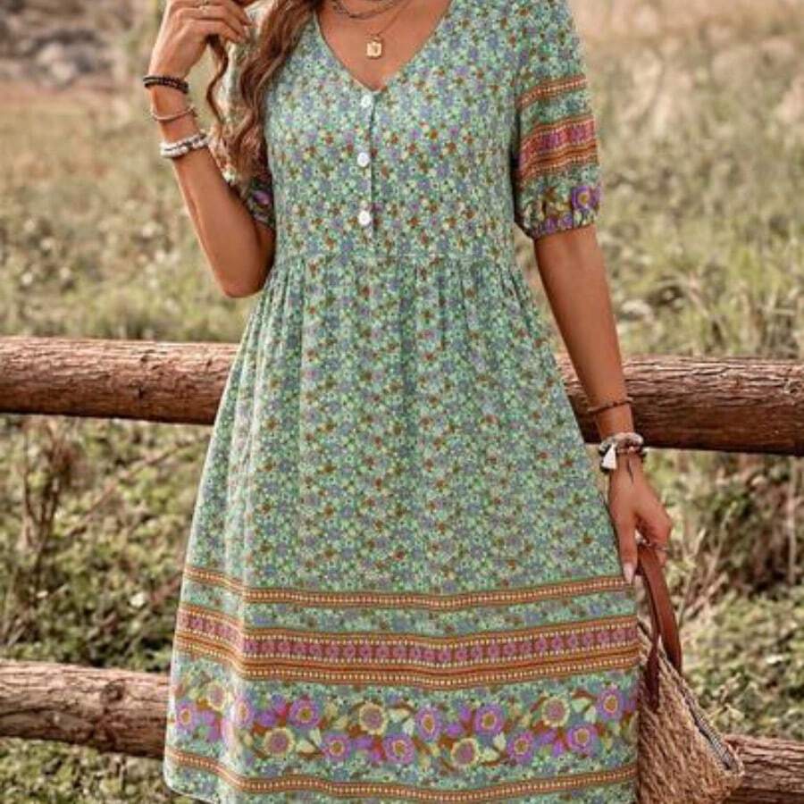 Women Short Dresses - Green - View 1