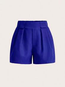 Short de mujer de unicolor versátil y casual - azul real - Ver 3